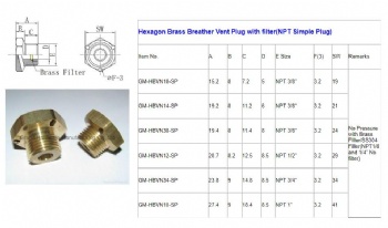 Hexagon Brass Breather Vent Plugs G1/2 3/8 inch